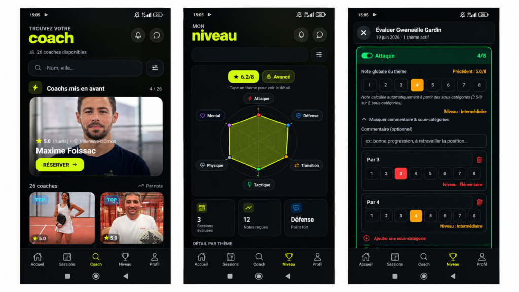 rainbow padel interface joueur